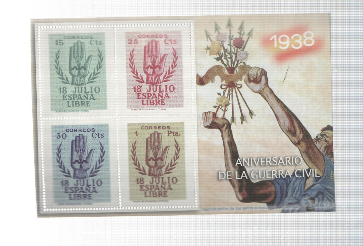 La Guerra Civil Española en sellos de correos: Juego 4 sellos 1938: Aniversario de la guerra civil
