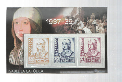 La Guerra Civil Española en sellos de correos: Juego 3 sellos 1937-39: isabel la catolica