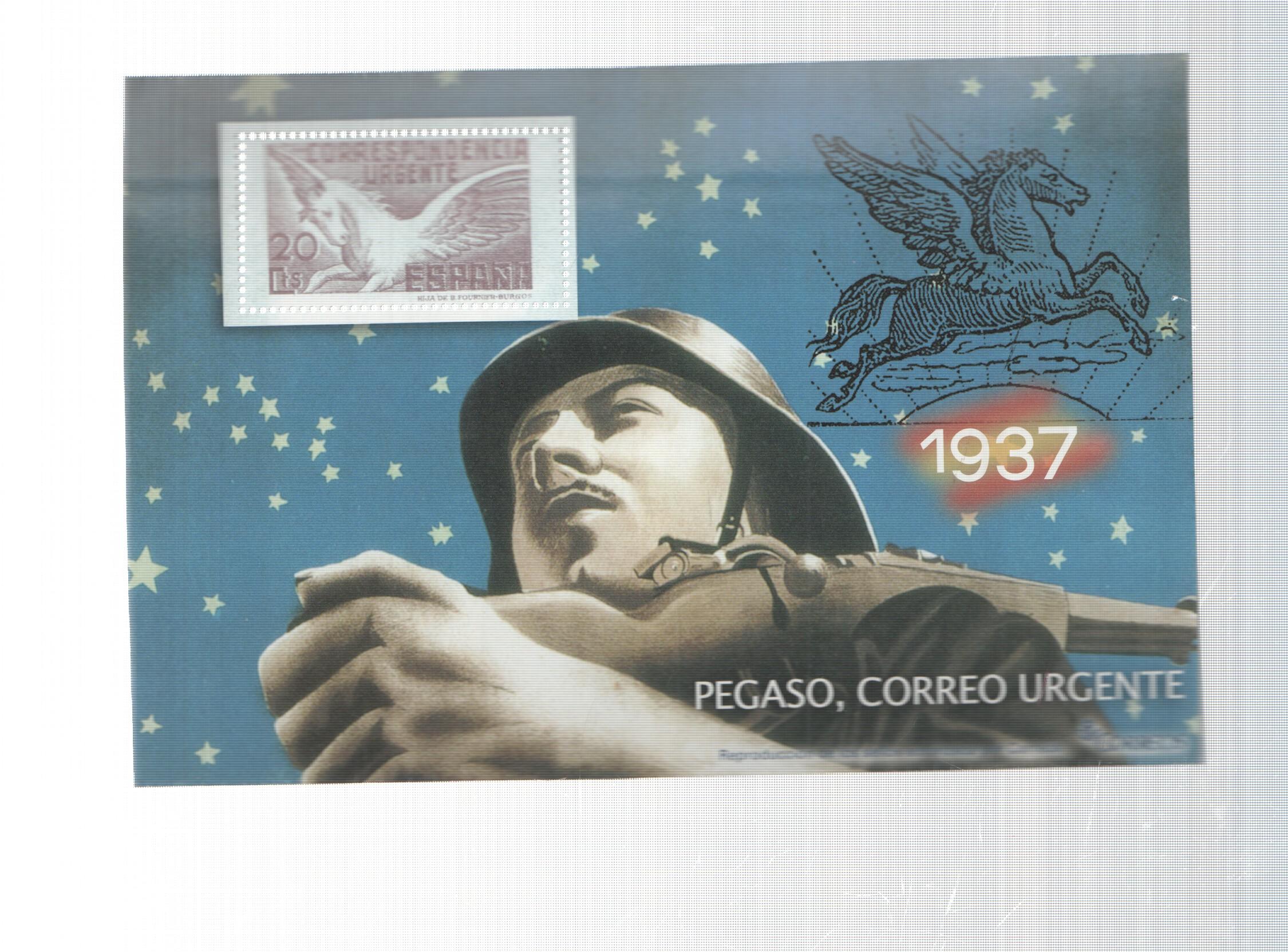 La Guerra Civil Española en sellos de correos: Juego 1 sellos 1937: Pegaso, correo urgente