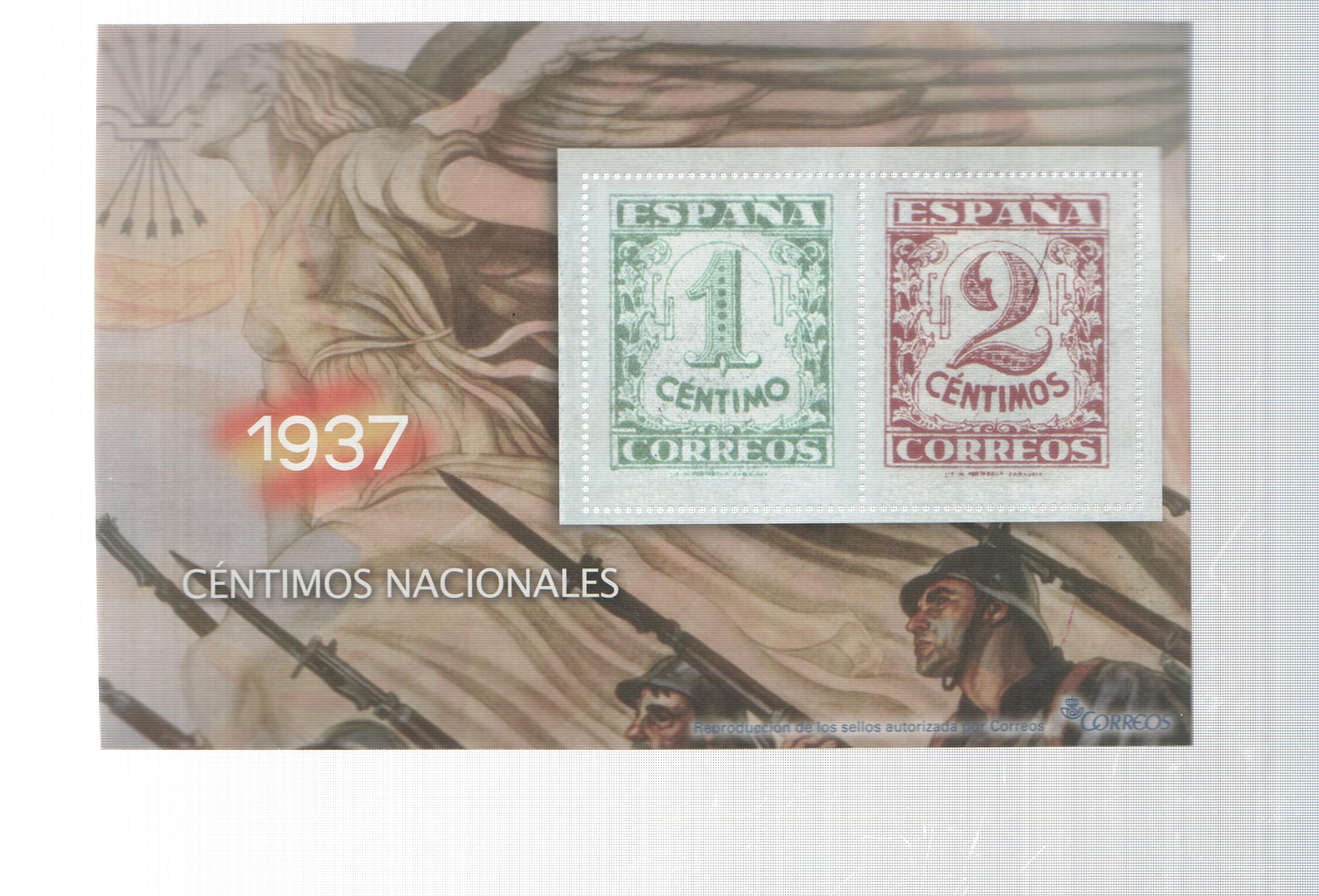 La Guerra Civil Española en sellos de correos: Juego 2 sellos 1937: Centimos nacionales