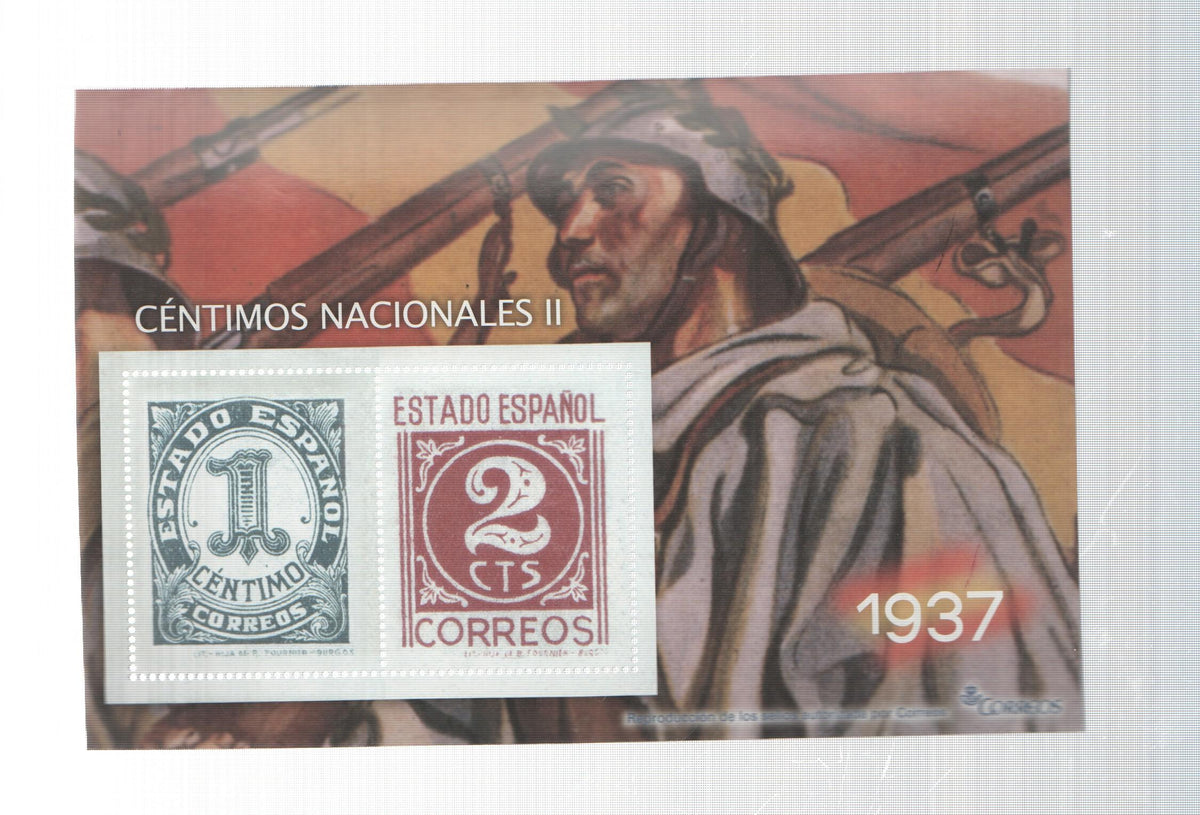 La Guerra Civil Española en sellos de correos: Juego 2 sellos 1937: Centimos nacionales II