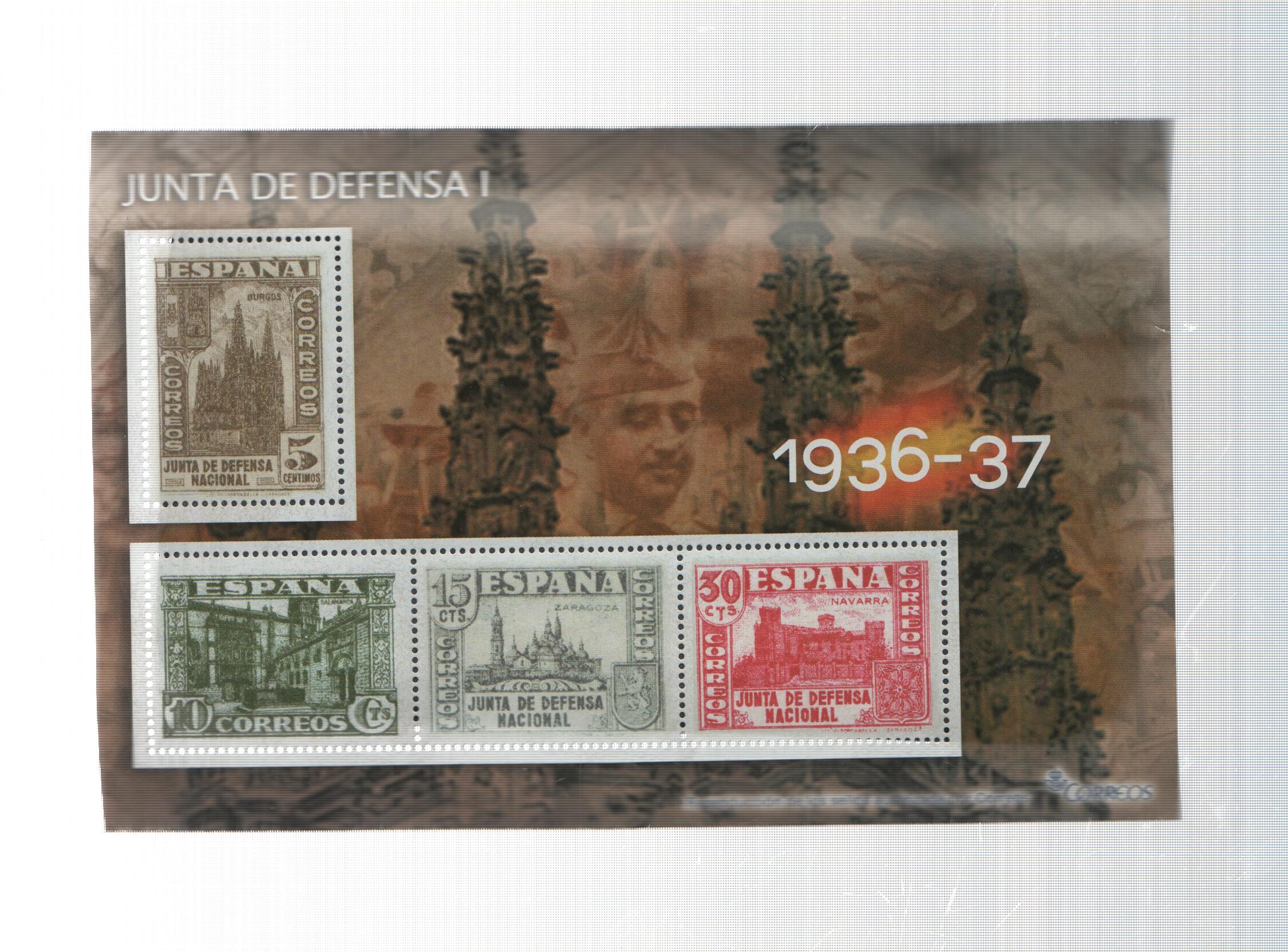 La Guerra Civil Española en sellos de correos: Juego 4 sellos 1936-37: Junta de defensa I