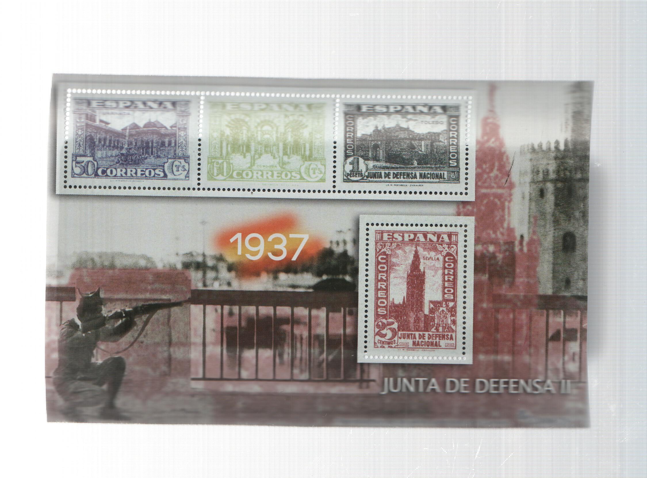 La Guerra Civil Española en sellos de correos: Juego 4 sellos 1937: Junta de defensa II