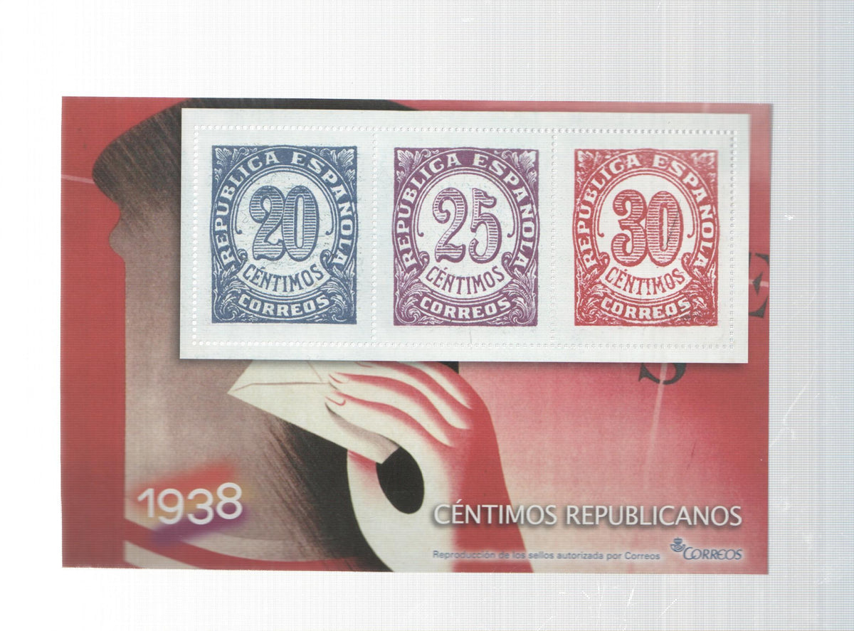 La Guerra Civil Española en sellos de correos: Juego 3 sellos 1938: Centimos republicanos
