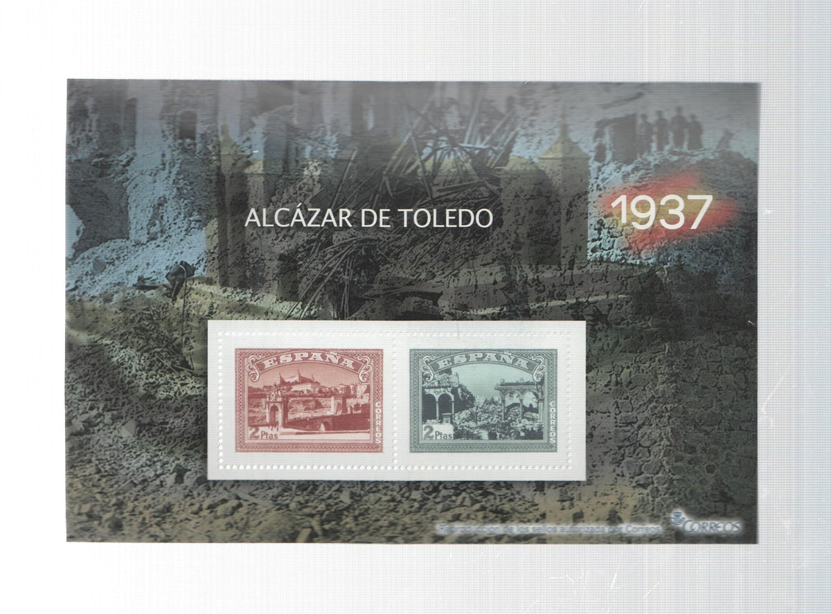 La Guerra Civil Española en sellos de correos: Juego 2 sellos 1937: Alcazar de Toledo