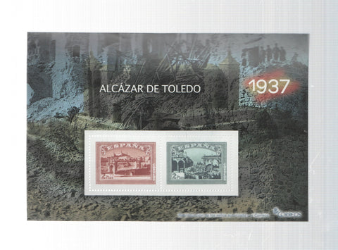 La Guerra Civil Española en sellos de correos: Juego 2 sellos 1937: Alcazar de Toledo