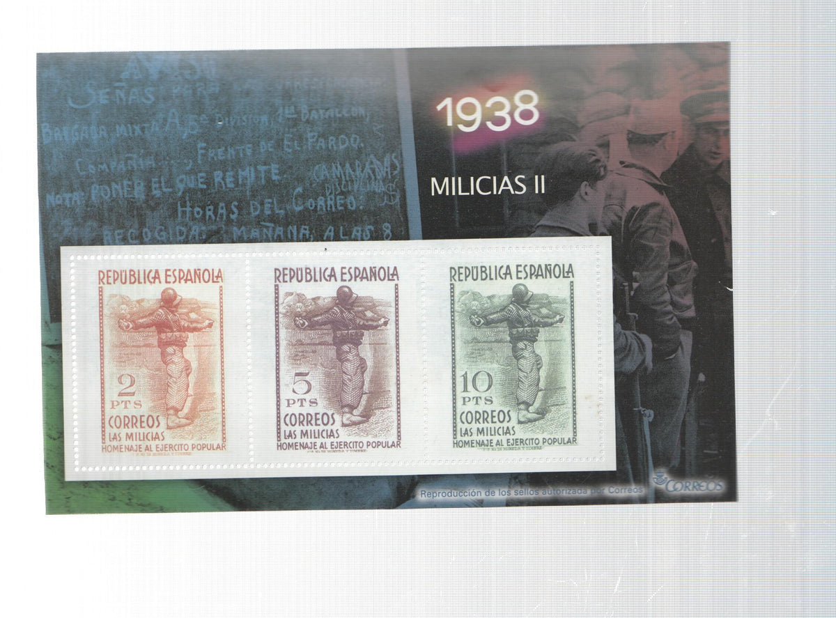 La Guerra Civil Española en sellos de correos: Juego 3 sellos 1938: Milicias II