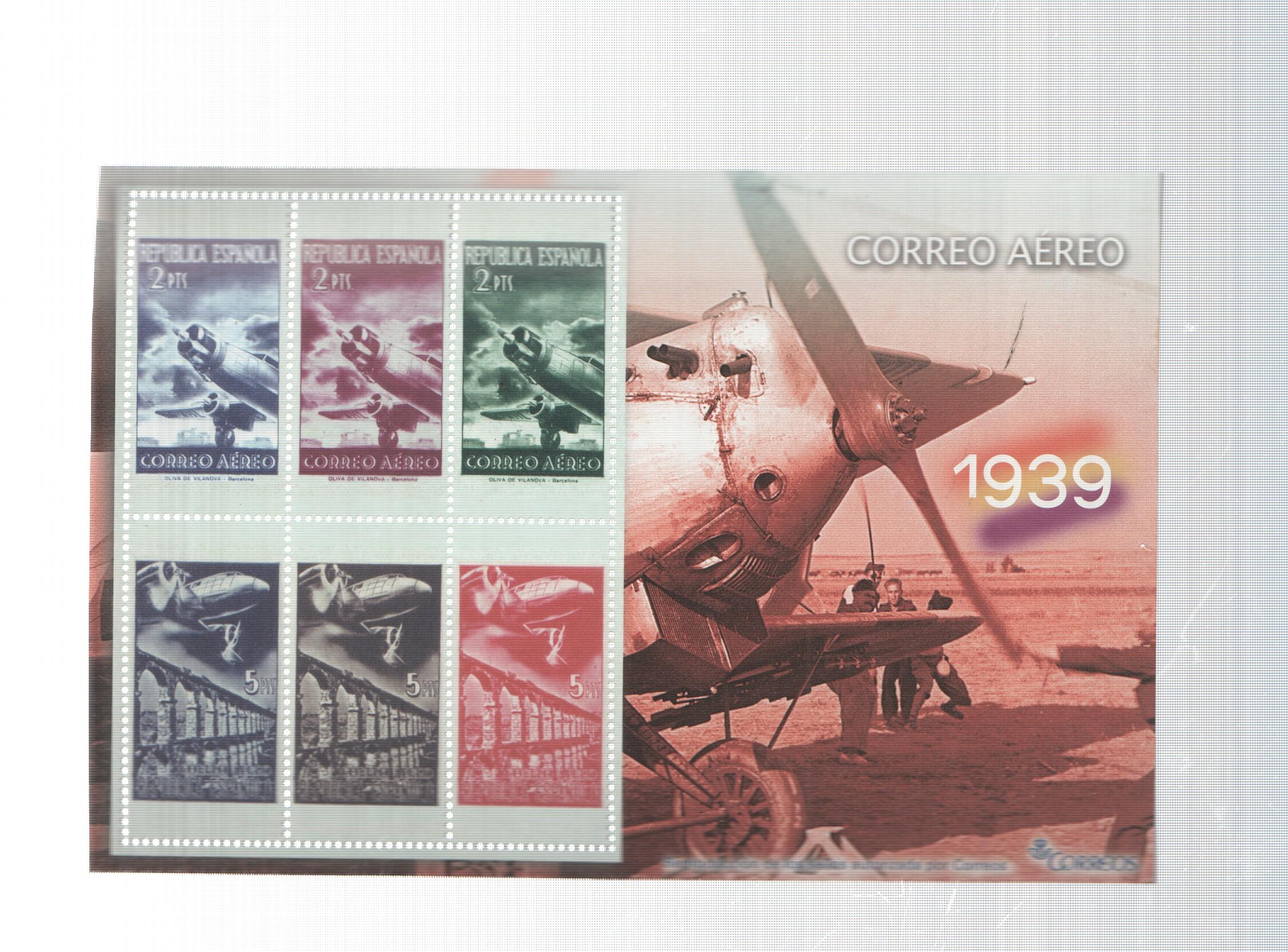La Guerra Civil Española en sellos de correos: Juego 6 sellos 1939: Correo aereo