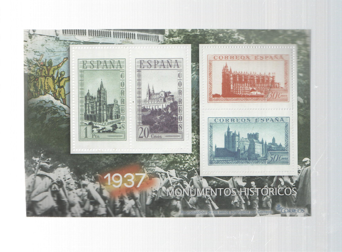 La Guerra Civil Española en sellos de correos: Juego 4 sellos 1937: Monumentos historicos