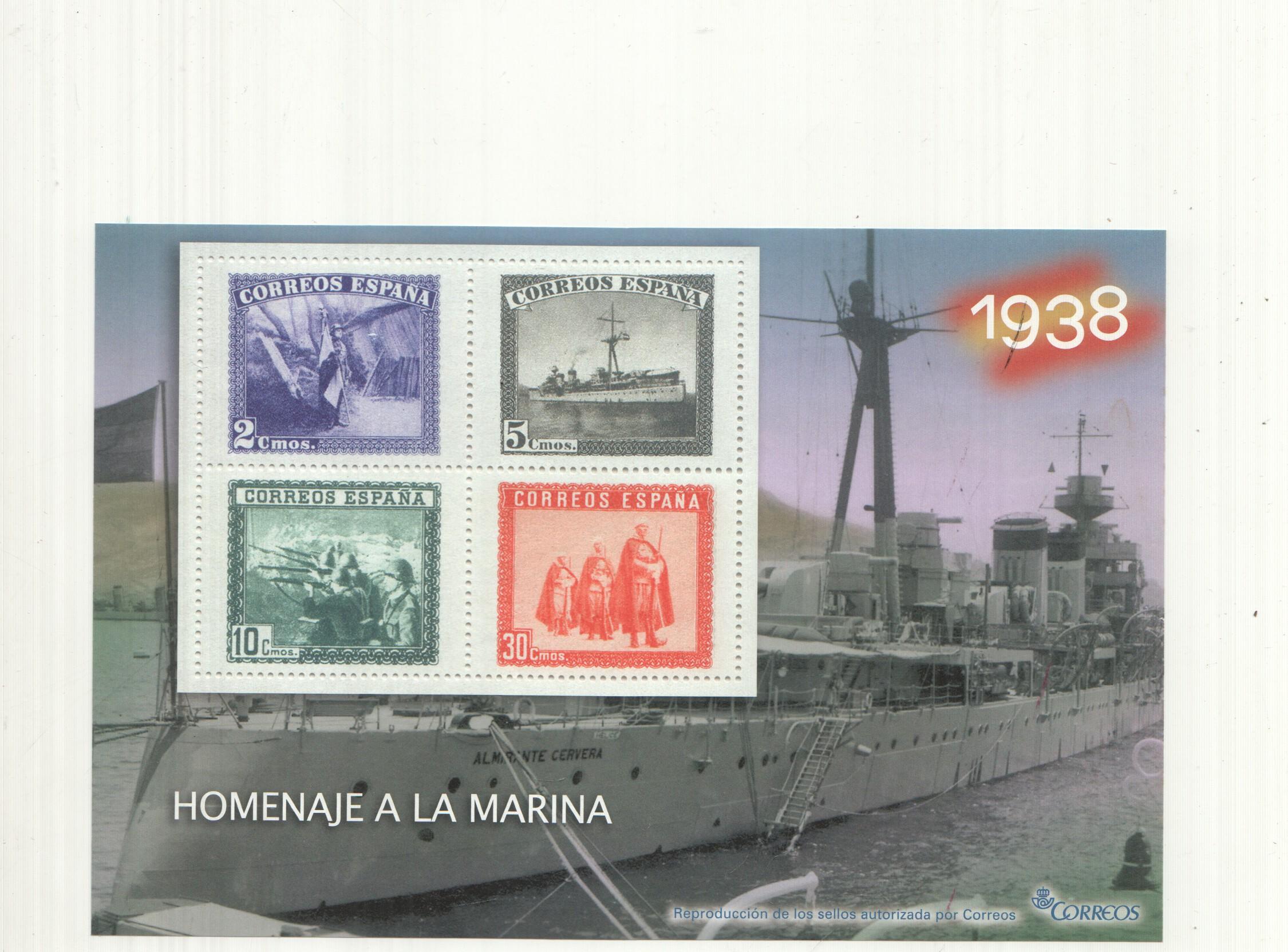 La Guerra Civil Española en sellos de correos: Juego 4 sellos 1938: Homenaje a la marina