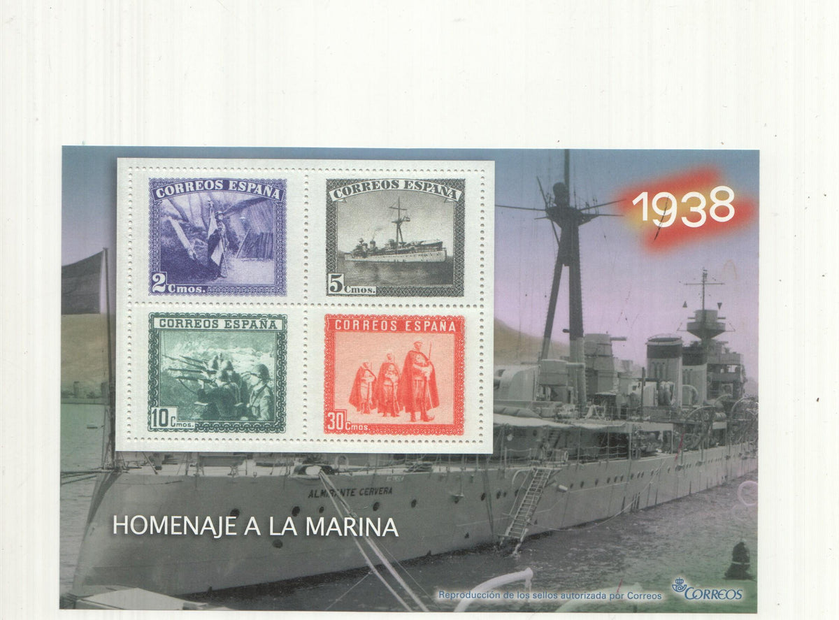 La Guerra Civil Española en sellos de correos: Juego 4 sellos 1938: Homenaje a la marina