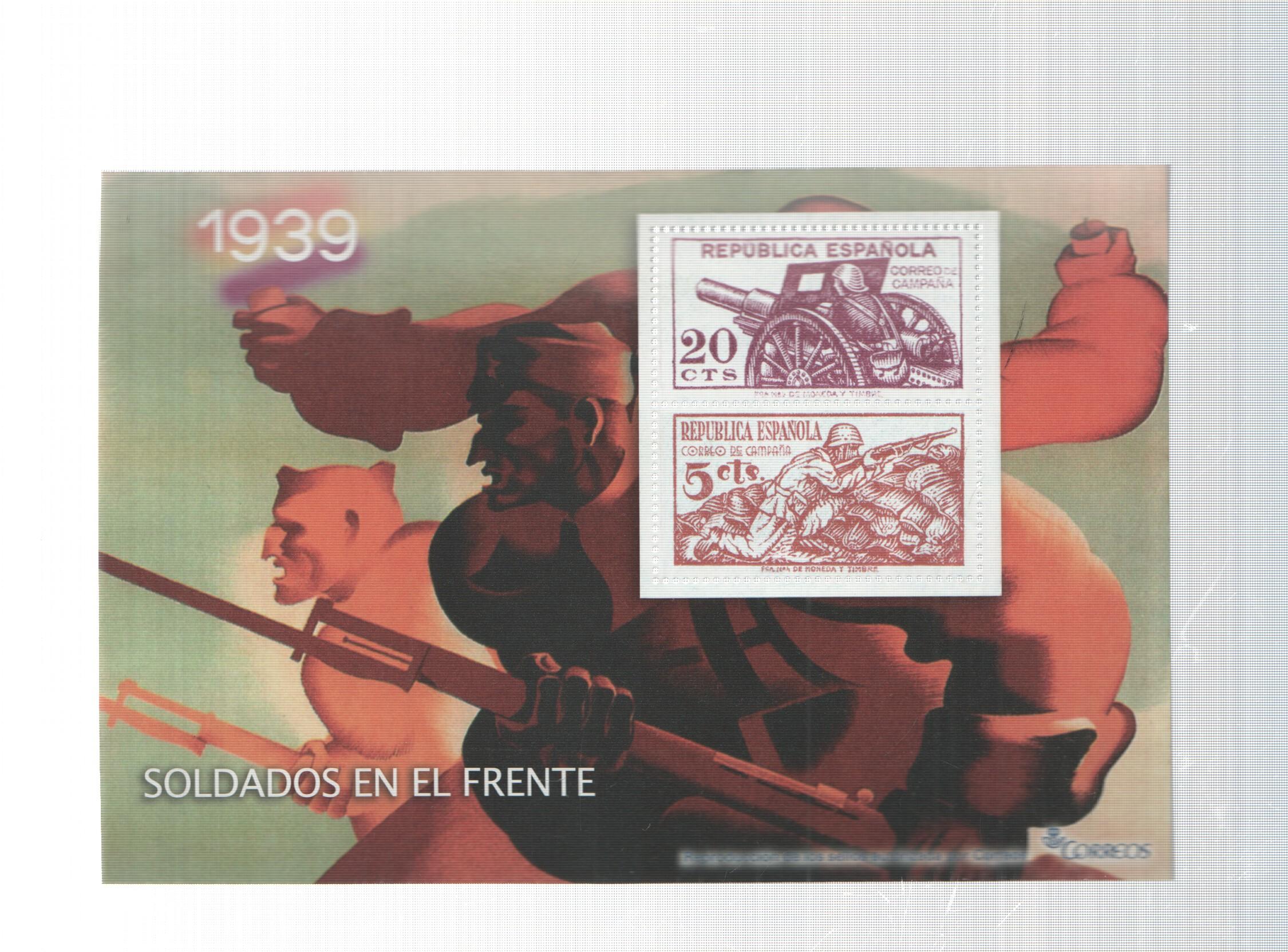 La Guerra Civil Española en sellos de correos: Juego 2 sellos 1939: Soldados en el frente