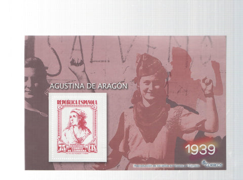 La Guerra Civil Española en sellos de correos: Juego 1 sellos 1939: Agustina de Aragon