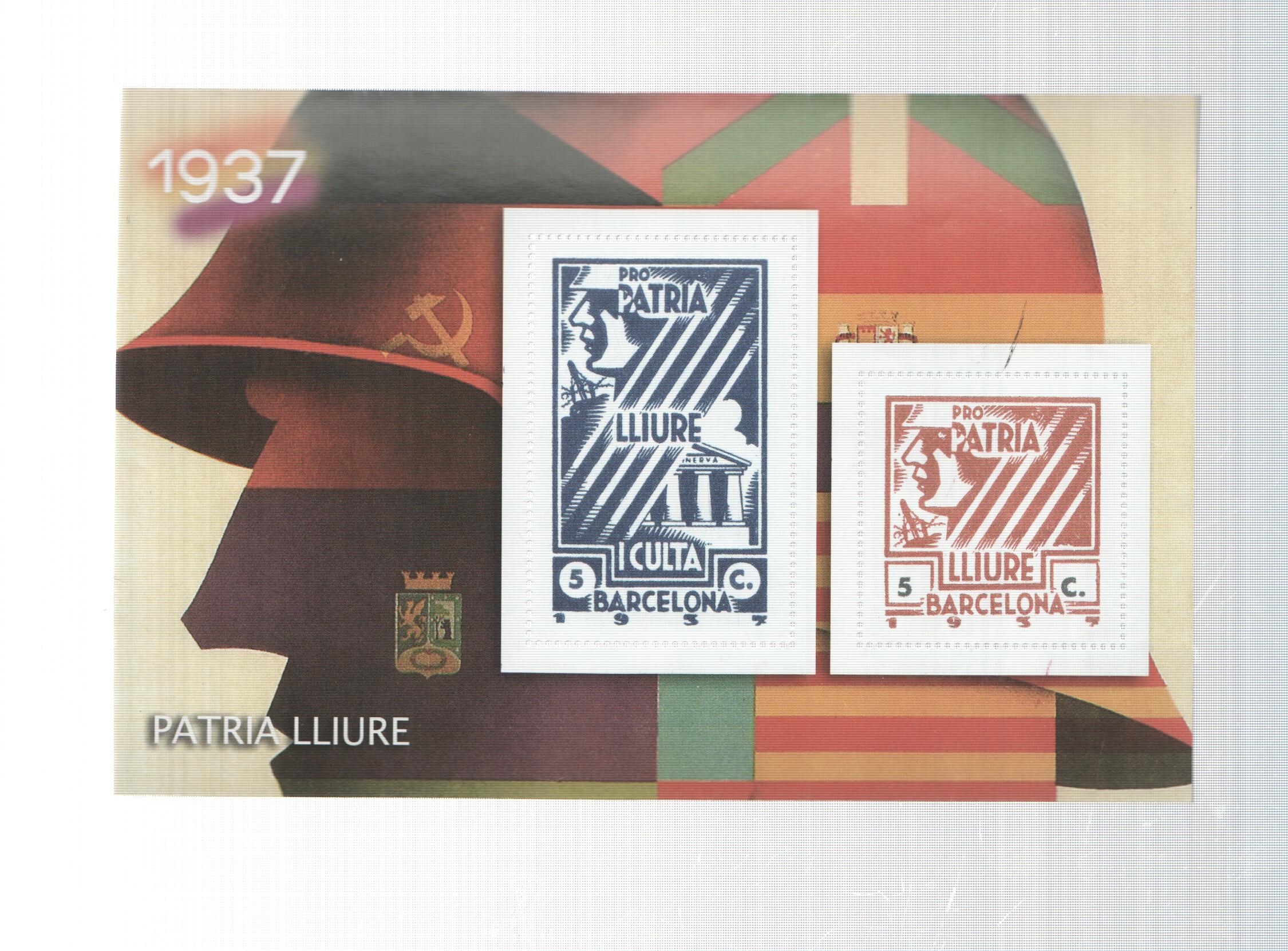 La Guerra Civil Española en sellos de correos: Juego 2 sellos 1937: Patria Lliurw