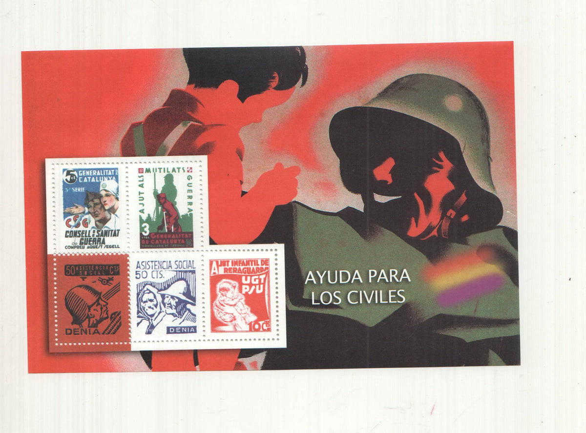 La Guerra Civil Española en sellos de correos: Juego 5 sellos: Ayuda para los civiles