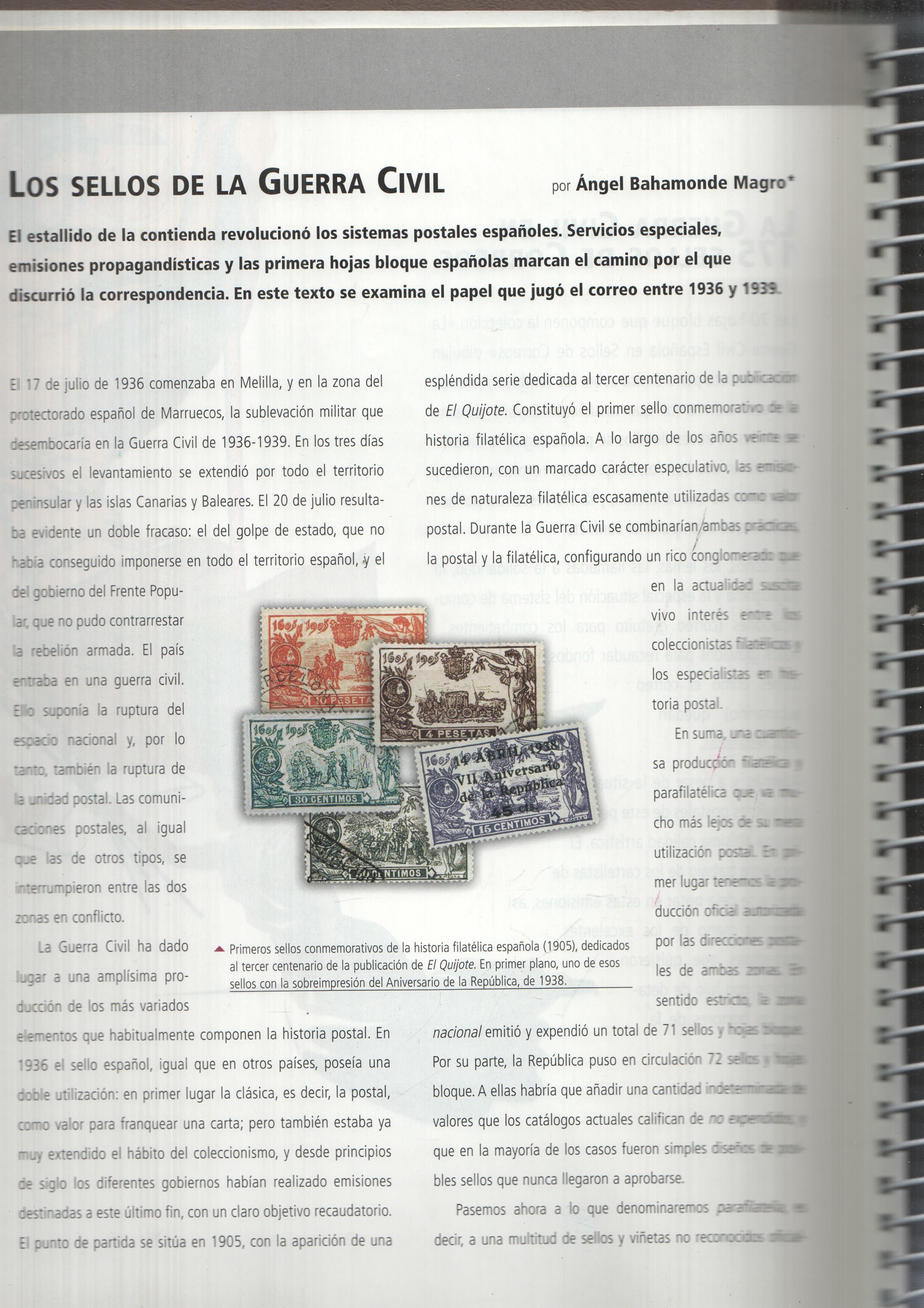 La Guerra Civil Española en sellos de correos: presentacion y textos sobre la obra