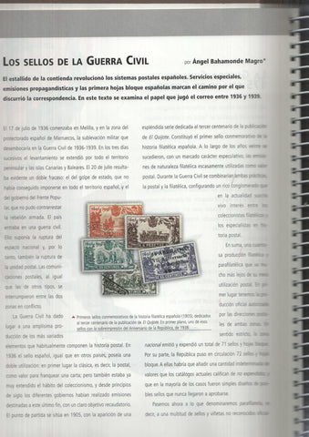 La Guerra Civil Española en sellos de correos: presentacion y textos sobre la obra