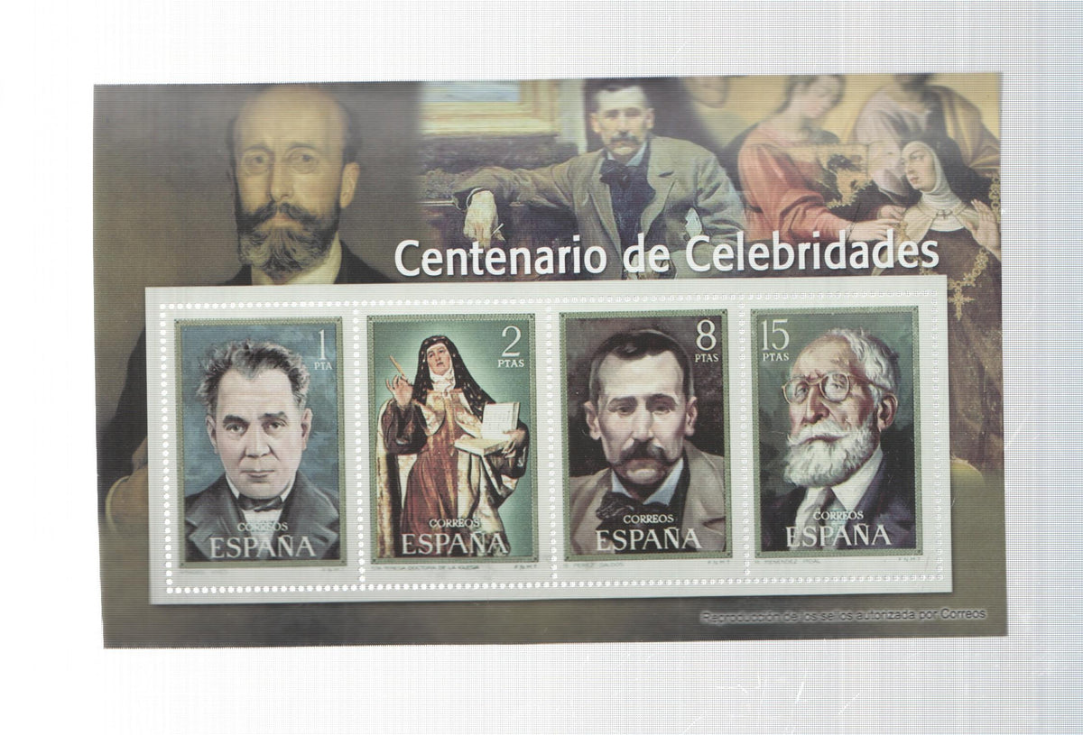 El Franquismo en sellos y billetes: 4 sellos: Centenario de Celebridades