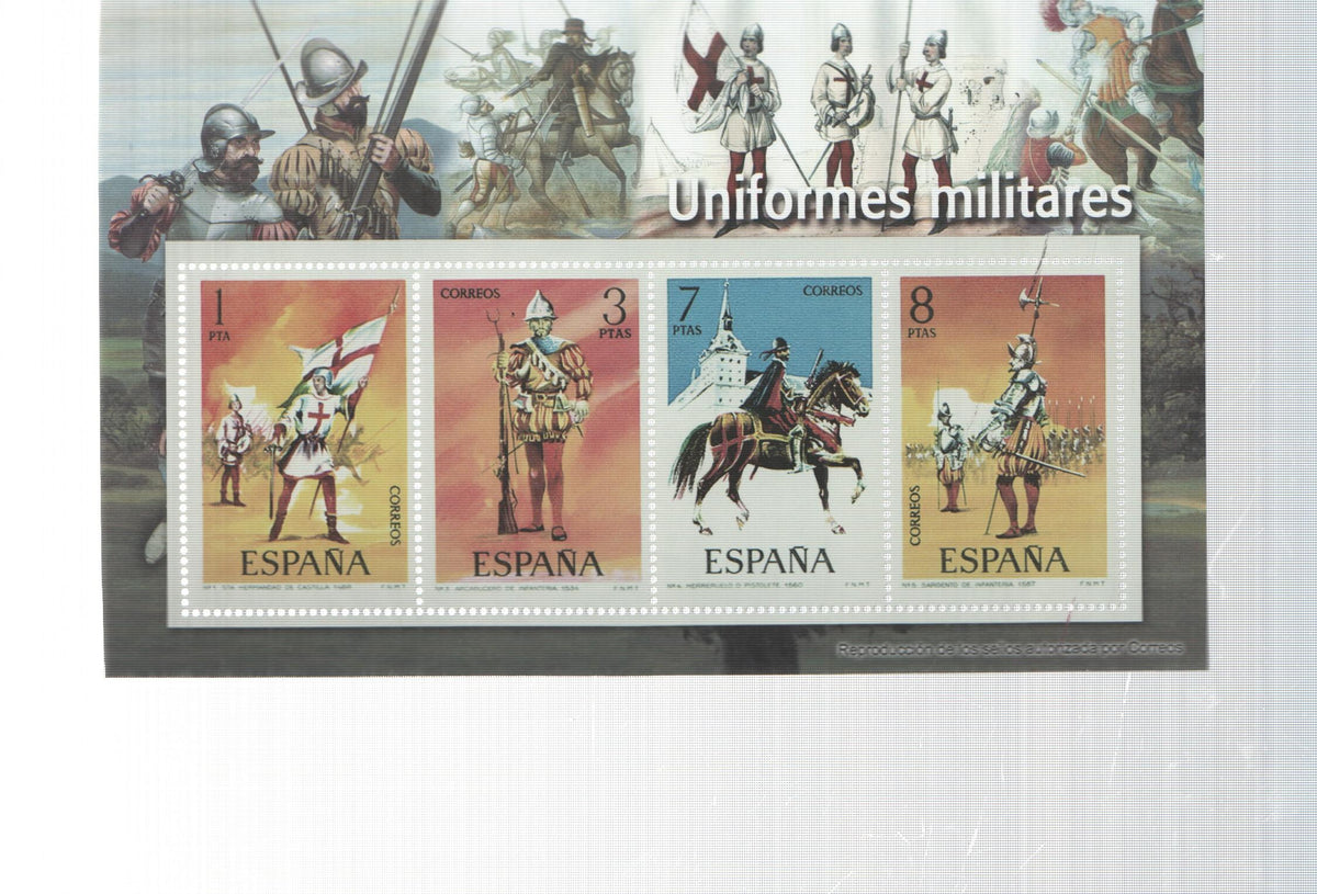 El Franquismo en sellos y billetes: 4 sellos: Uniformes militares