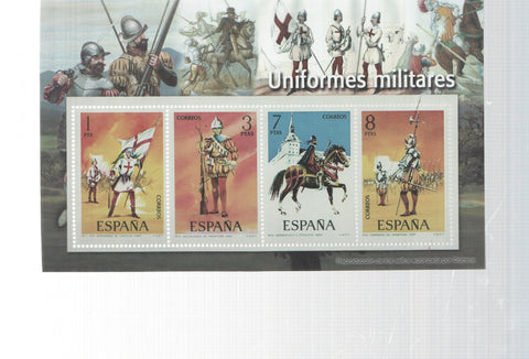 El Franquismo en sellos y billetes: 4 sellos: Uniformes militares