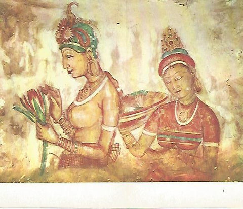 LAMINA 1540: Dos figuras femeninas saliendo de las nubes. Fresco de la Peña de Sigiri. Siglo V