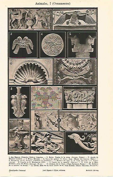 LAMINA ESPASA 7003: Ornamentos con figuras de animales