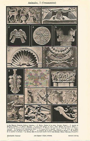 LAMINA ESPASA 7003: Ornamentos con figuras de animales