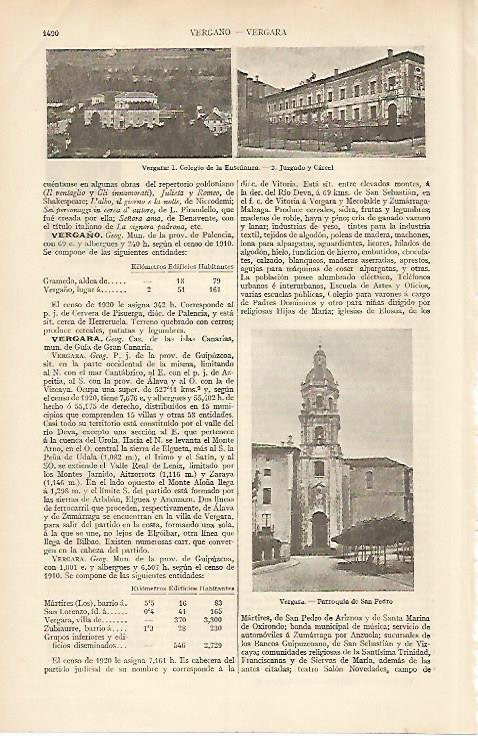 LAMINA ESPASA 6075: Vistas de Vergara Islas Canarias: colegio enseñanza, juzgado y carcel y parroquia san pedro
