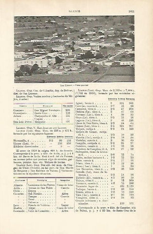 LAMINA ESPASA 1759: Vista parcial de Los Llanos Canarias