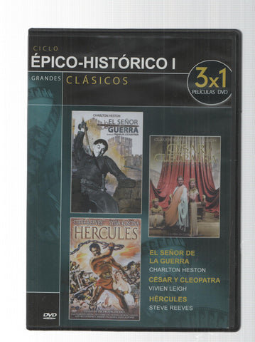 DVD: El Señor de la GUerra, Cesar y Cleopatra, Hercules. Coleccion Grandes Clasicos Ciclo Epico-Historico I