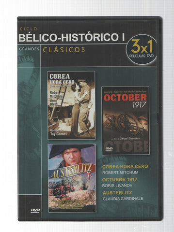 DVD: 3x1 peliculas DVD. Corea hora cero, Octubre 1917, Austerlitz - Coleccion Grandes Clasicos, Ciclo Belico-Historico I