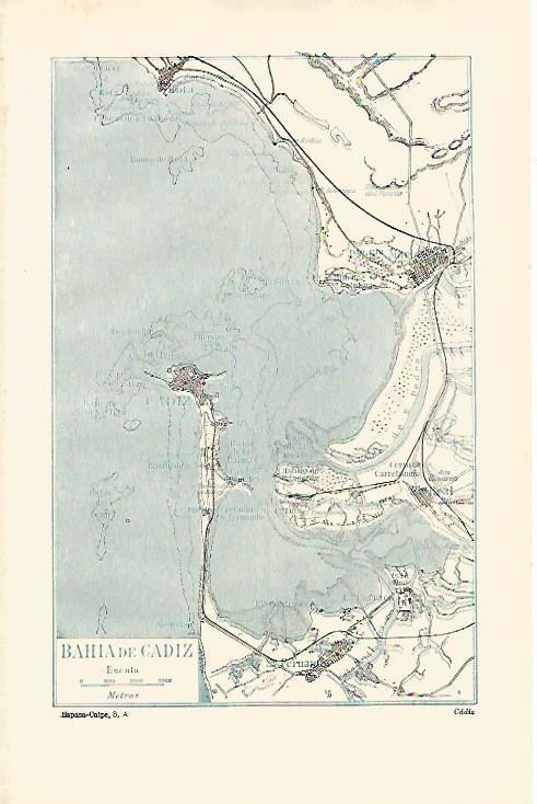LAMINA ESPASA 14649: Mapa de la bahia de Cadiz