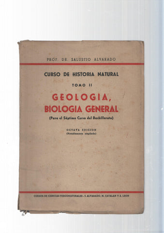 Curso de Historia Natural Tomo II: Geologia, Biologia general