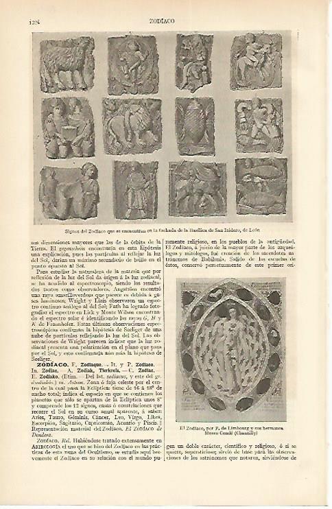LAMINA ESPASA 1671: Signos del zodiaco en San Isidoro Leon