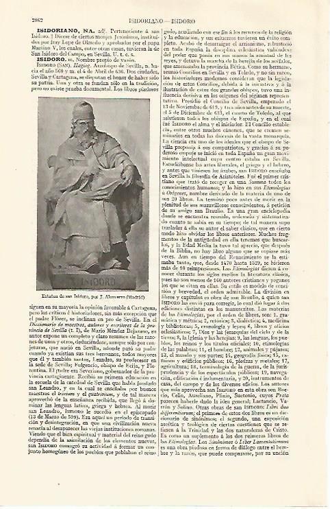 LAMINA ESPASA 20865: Estatua de San Isidoro