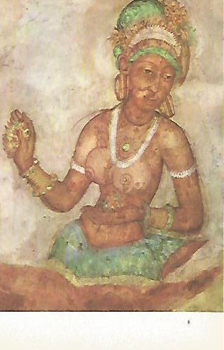 LAMINA 1545: Figura femenina con flores. Fresco de la Peña de Sigiri. Siglo V