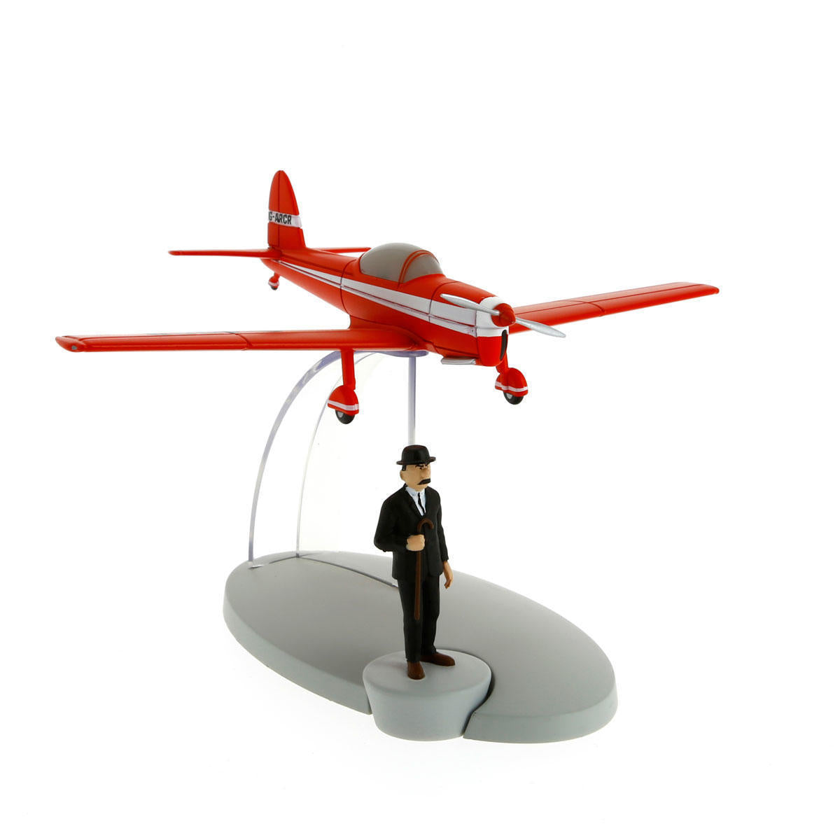 Avion Tintin DE HAVILLAND DHC 1 rojo con figura de Dupont de  'La isla negra' (ref. #29528)