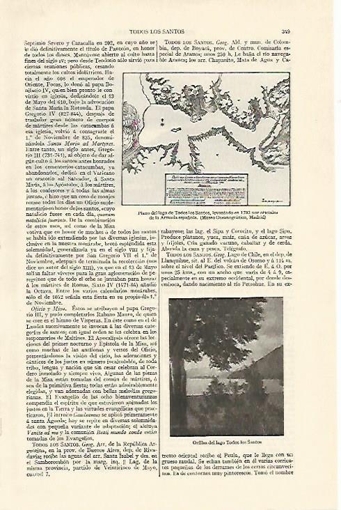 LAMINA ESPASA 1252: Plano del lago de Todos los Santos Chile