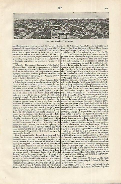 LAMINA ESPASA 12337: Vista general de Sao Paolo Brasil