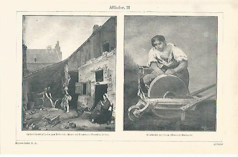 LAMINA ESPASA 12572: La familia del afilador por Terboch y El afilador por Goya
