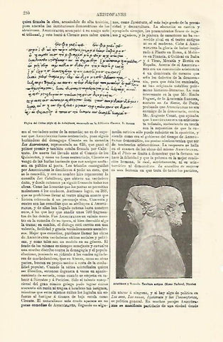 LAMINA ESPASA 12781: Pagina del Codice de Aristofanes