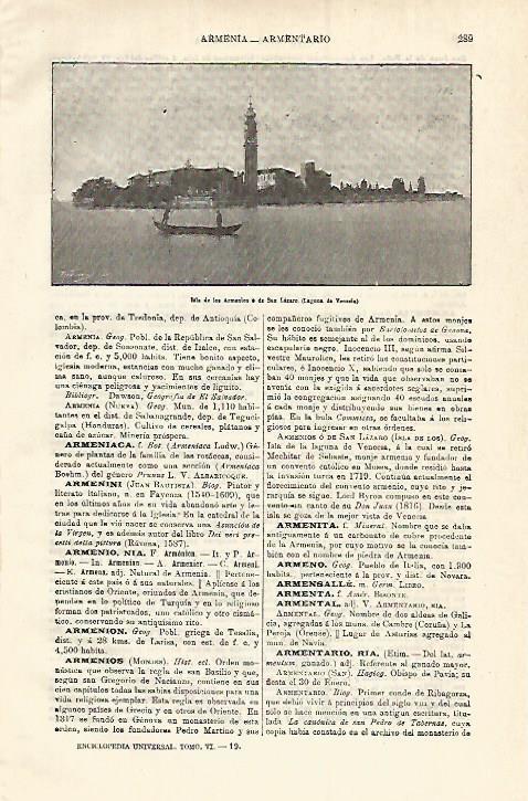 LAMINA ESPASA 12808: Isla de los Armenios en Venecia