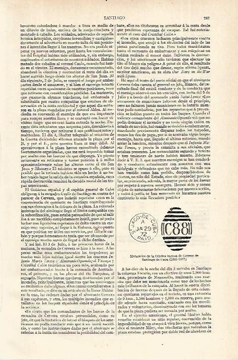 LAMINA ESPASA 12279: Matasellos de la Oficina Inglesa de Correos de Santiago de Cuba 