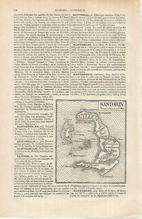 LAMINA ESPASA 12324: Plano de la isla de Santorini Grecia