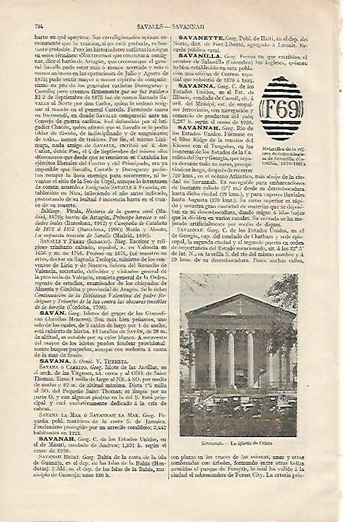 LAMINA ESPASA 12419: Iglesia de Cristo en Savannah Estado Unidos