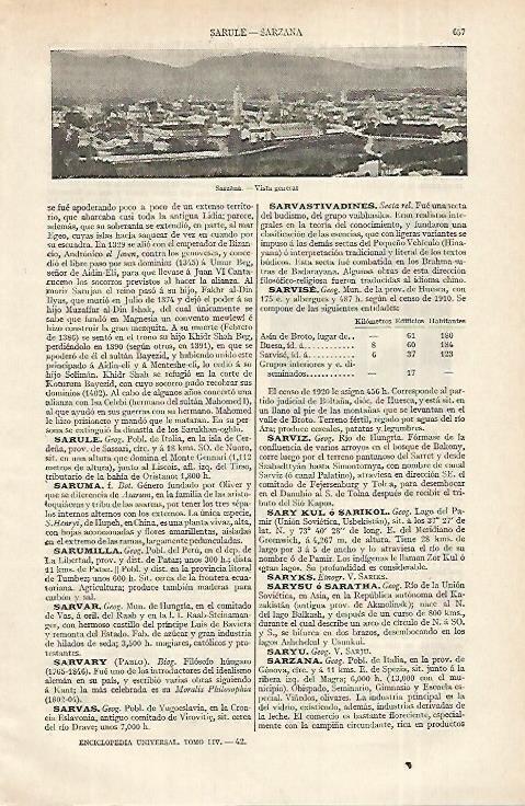 LAMINA ESPASA 12388: Vista general de Sarzana Italia