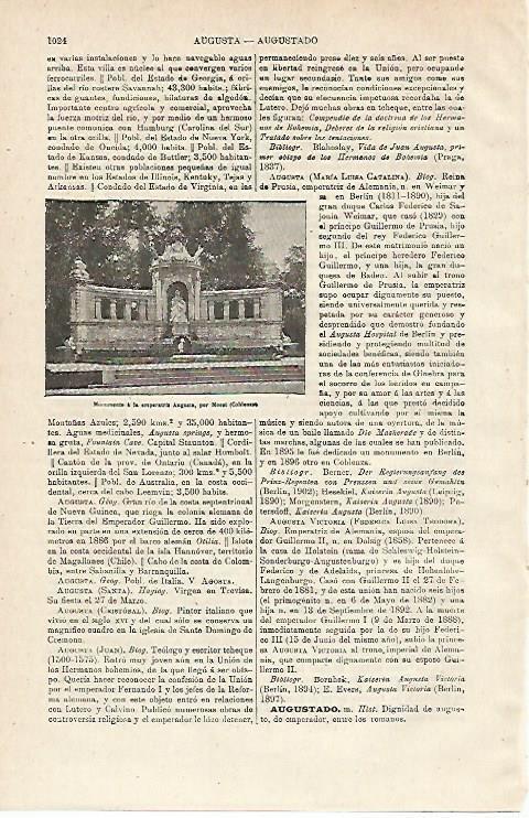 LAMINA ESPASA 12983: Monumento a la emperatriz Augusta en Moest