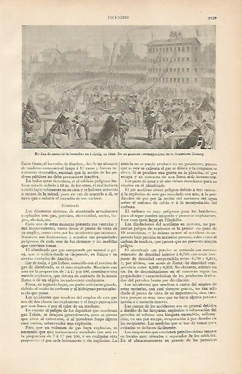 LAMINA ESPASA 4555: Revista de material de incendios en 1865 en Leipzig