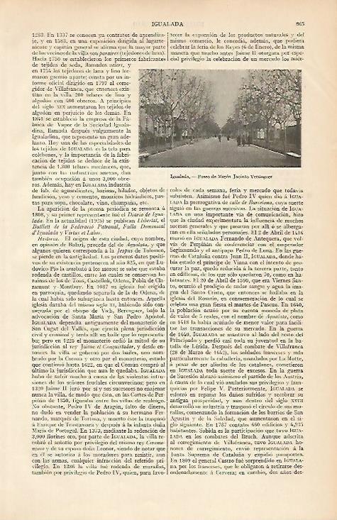 LAMINA ESPASA 4539: Paseo de Verdaguer en Igualada Barcelona