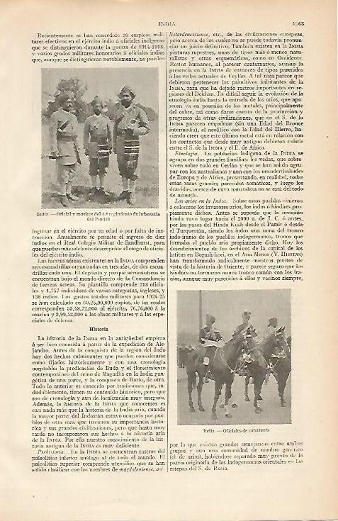 LAMINA ESPASA 4571: Oficiales del 4a; regimiento de Infanteria del Punjab India